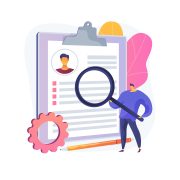 Resume writing service abstract concept vector illustration. Copywriting service, CV online, professional help writing resume, cover letter, candidate profile, career summary abstract metaphor.